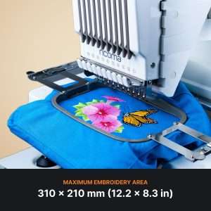 Ricoma EM-1010-7S Single-Head Multi Needle Embroidery Machine for Beginners with Steel Embroidery Stand, Hoop and Cap Attachments, Chroma Digitizing Software, Lifetime Customer Support - 9