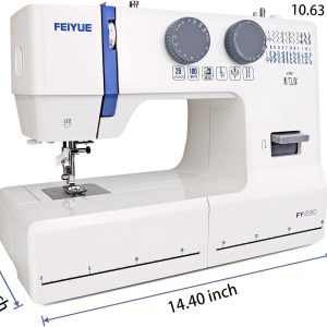 FEIYUE FYe310 Full Size Sewing Machine with Foot Pedal, Powerful Servo Motor, 25 Built-in Stitches, Heavy Duty & Portable, 6 Bobbins & 5 Included Sewing Feet (Gray) - 7