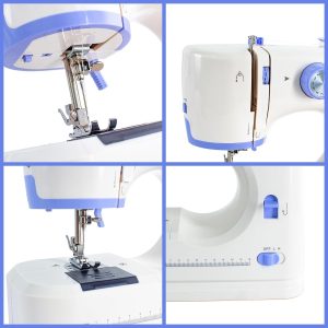 Sewing Machine for Beginners with 20Pcs Fabric & 32Pcs Sewing Threads Kit,Portable Sewing Machine with 12 Built-in Stitches & 2 Speed(High-Low Speeds) - Blue - 9