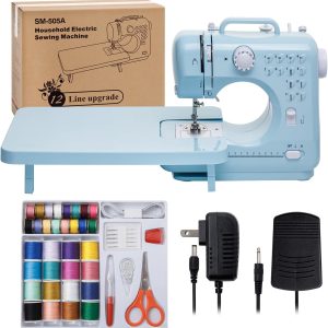 Sewing Machine for Beginners with Extension Table Mini Sewing Machines Kit Supplies 12 Built-in Stitches with Needles Assorted Thread Kit Starter Kit Easiest for Adult and Kids - 1