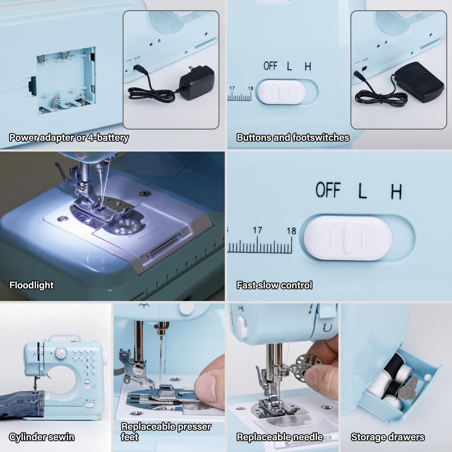 Sewing Machine for Beginners with Extension Table Mini Sewing Machines Kit Supplies 12 Built-in Stitches with Needles Assorted Thread Kit Starter Kit Easiest for Adult and Kids - 7