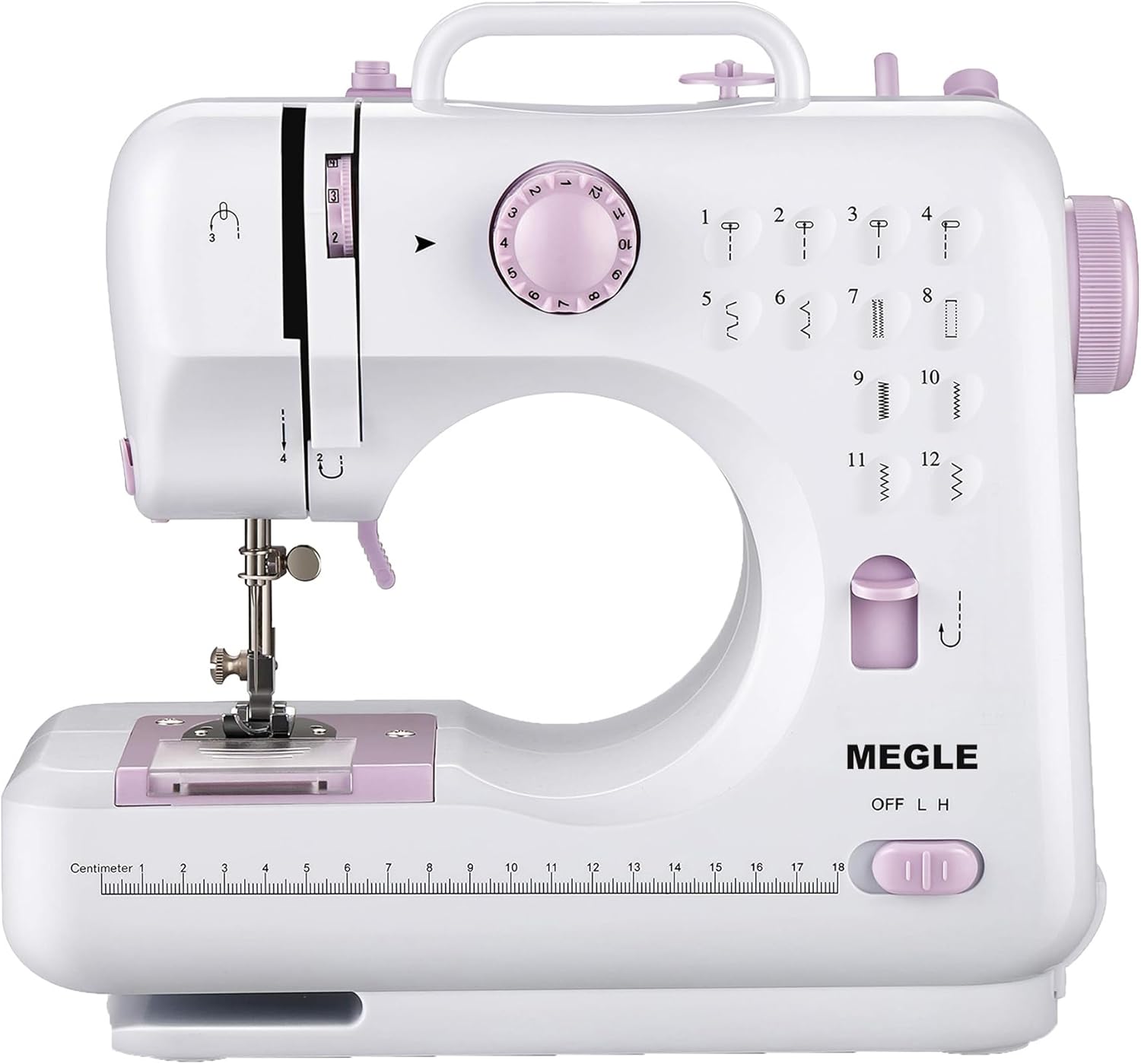Sewing Machine for Beginners with Foot Pedal, Multifunctional Household Sewing Machine, Automatic Thread Rewind, Double Thread and Double Speed, 12 Build-in Stitches, MEGLE FHSM-505 - 1