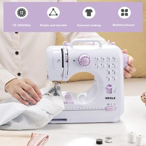 Sewing Machine for Beginners with Foot Pedal, Multifunctional Household Sewing Machine, Automatic Thread Rewind, Double Thread and Double Speed, 12 Build-in Stitches, MEGLE FHSM-505 - 6