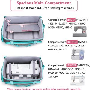 AMOIGEE Rolling Sewing Machine Case with Wheels – Sewing Machine Bag with Detachable Wheels Frame, Trolley Tote with Removable Padding - 2