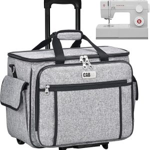 CAB55 Rolling Sewing Machine Case, Detachable Rolling Sewing Machine Carrying Case on Wheels, Trolley Tote Bag with Removable Bottom Wooden Board - 1