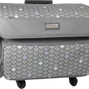 Everything Mary 4 Wheels Collapsible Deluxe Sewing Machine Storage Case, Black - Rolling Trolley Carrying Bag for Brother, Singer - 1