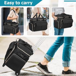 LUXJA Rolling Sewing Machine Case with Multiple Pockets, Sewing Machine Bag with Wheels and Detachable Shoulder Strap (Compatible with Most Standard Sewing Machines), Black - 6