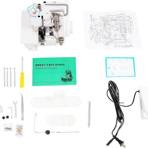 4-Thread Overlock Sewing Machine, Industrial Professional Serger with LED Light, 3-4 Serger Thread Capability 1200 Stitches Per Minute Overlocker Sewing Machine for Heavy Duty Fabric, White - 9