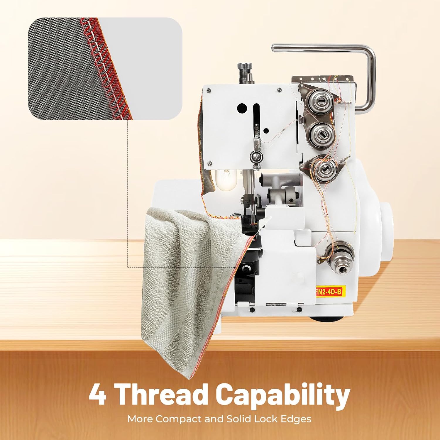 4 Thread Overlock Sewing Machine Professional Serger Overlock Machine, 1200SPM Serger Sewing Machine with Adjustable Stitch, LED Light & Foot Controller for Cotton Silk Denim - 4