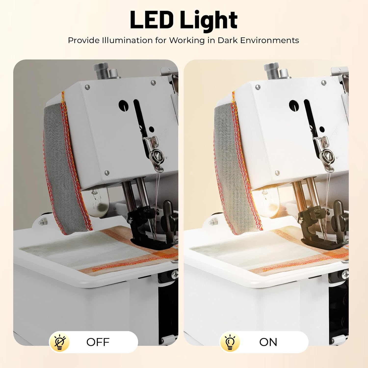 4 Thread Overlock Sewing Machine Professional Serger Overlock Machine, 1200SPM Serger Sewing Machine with Adjustable Stitch, LED Light & Foot Controller for Cotton Silk Denim - 5