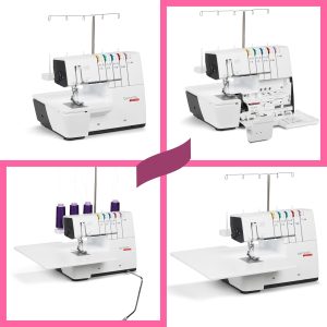Bernette B68 Airlock Serger Sewing Machine - Adjustable Stitch Length, 1300SPM, LED Light, 5 Thread Options, Presser Foot Adjustment - Scissors, Rotary Cutter, Threads Bundle, Cutting Mat - 2