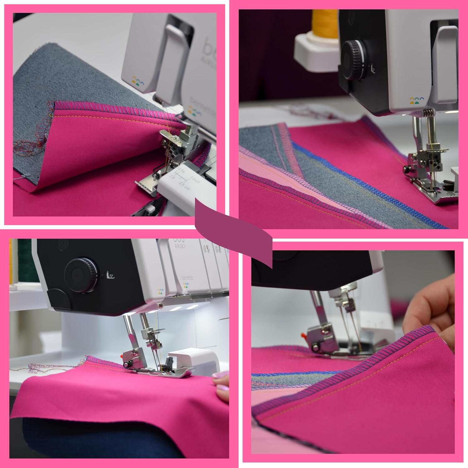 Bernette B68 Airlock Serger Sewing Machine - Adjustable Stitch Length, 1300SPM, LED Light, 5 Thread Options, Presser Foot Adjustment - Scissors, Rotary Cutter, Threads Bundle, Cutting Mat - 4
