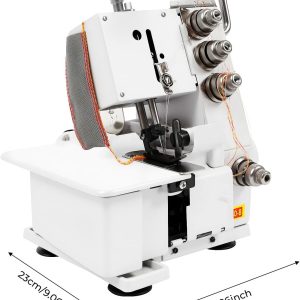 Serger Overlock Machine, 4 Thread Industrial Metal Frame Sewing Machine, Serger Sewing Machines With LED Light & Foot Controller, 1200 Stitches-Min Heavy-Duty Overlocker White - 9