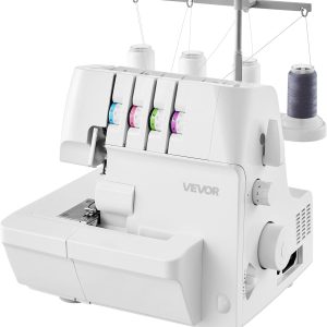 VEVOR Serger Overlock Sewing Machine, 1250 Stitches Per Minute, 2-3-4 Thread Capability, 0.7-2 Adjustable Differential Feed, with Free Arm and LED Light, Sewing Machine - 1