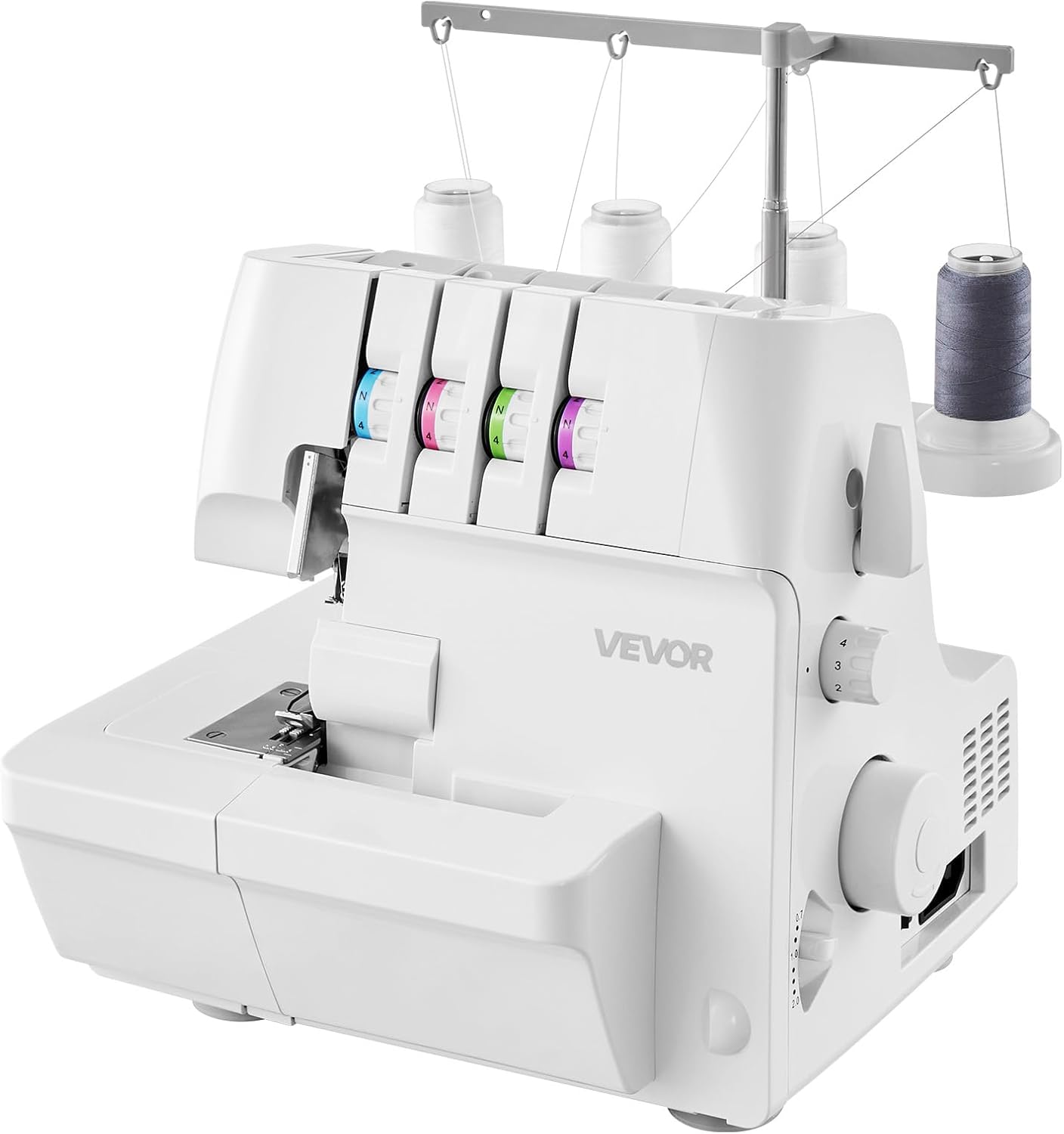 VEVOR Serger Overlock Sewing Machine, 1250 Stitches Per Minute, 2-3-4 Thread Capability, 0.7-2 Adjustable Differential Feed, with Free Arm and LED Light, Sewing Machine - 1