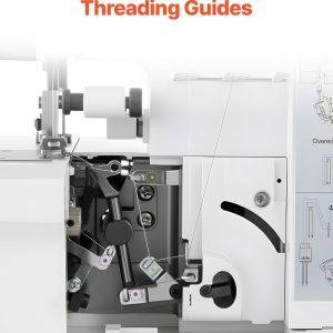 VEVOR Serger Overlock Sewing Machine, 1250 Stitches Per Minute, 2-3-4 Thread Capability, 0.7-2 Adjustable Differential Feed, with Free Arm and LED Light, Sewing Machine - 4