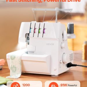 VEVOR Serger Overlock Sewing Machine, 1250 Stitches Per Minute, 2-3-4 Thread Capability, 0.7-2 Adjustable Differential Feed, with Free Arm and LED Light, Sewing Machine - 6