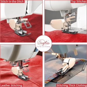 Open Toe Walking Foot with Guide – Compatible with Brother Sewing Machine, 7mm Low Shank Attachment, Bonus 1-4 Inch Quilting Foot - 7