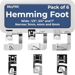 Rolled Hem Presser Foot [6 Sizes] Wide Rolled Hem Foot Set & Narrow Foot Hemmer Set For Brother, Singer & Janome Low Shank Sewing Machines. Hemming Pressure Feet With Distinctive - 1