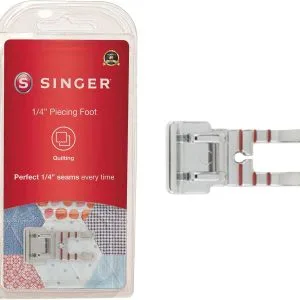 SINGER 1/4 Inch Piecing Presser Foot | Ensures Precision Seam Allowances for Quilting, Crafting & Apparel Making | Compatible with Low-Shank Sewing Machines