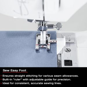 SINGER Sew Easy Presser Foot - Adjustable Guide for Precision Seam Allowances - Perfect for Topstitching and Straight Line Sewing - Compatible with Low-Shank Sewing Machines - 2