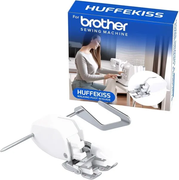 Walking Foot for Brother Sewing Machine – Heavy Duty Even Feed Foot for Quilting, Thick Fabrics & Leather – Perfect for Quilters, DIY Enthusiasts & Professional Tailors -White