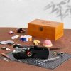 Handheld Sewing Machine with Exquisite Wooden Storage Box & 142-Piece Sewing Kit - Electric Switch, Dual Power Supply, Assorted Needles, Threads, Heavy Duty Scissors - 8