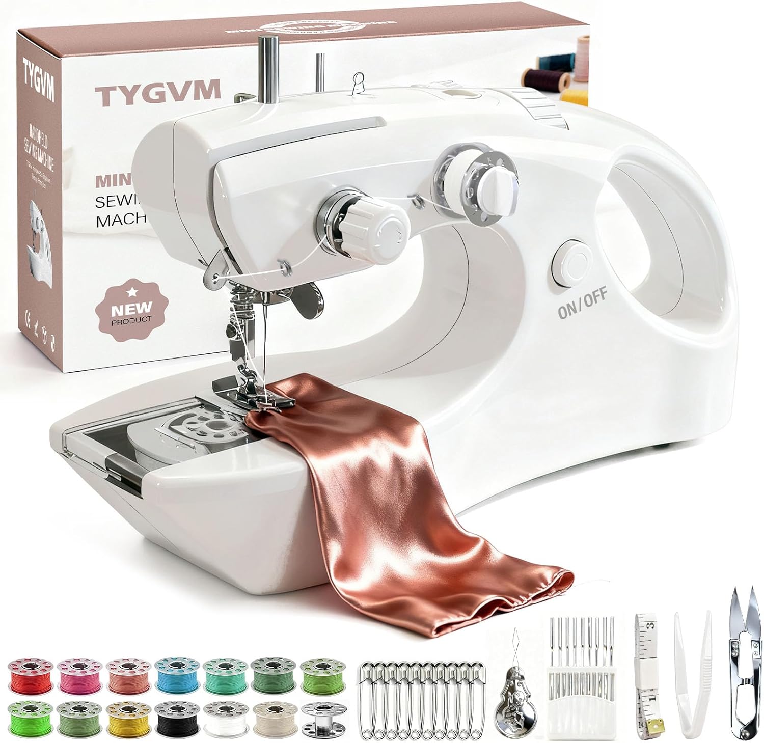 Portable Cordless Handheld Sewing Machine, 2 Modes for Two-Thread Stitching. Ideal Sewing Machine for Beginners. Mini for Home, Travel, DIY, Mending - 1