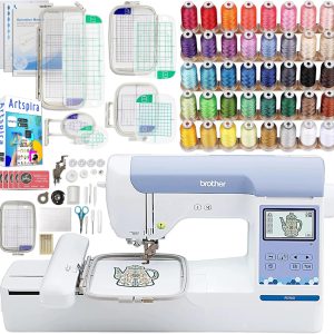 Brother PE900 5 x 7 Embroidery Machine with 5pc Embroidery Hoop Set, Embroidery Threads, & Accessories - 1