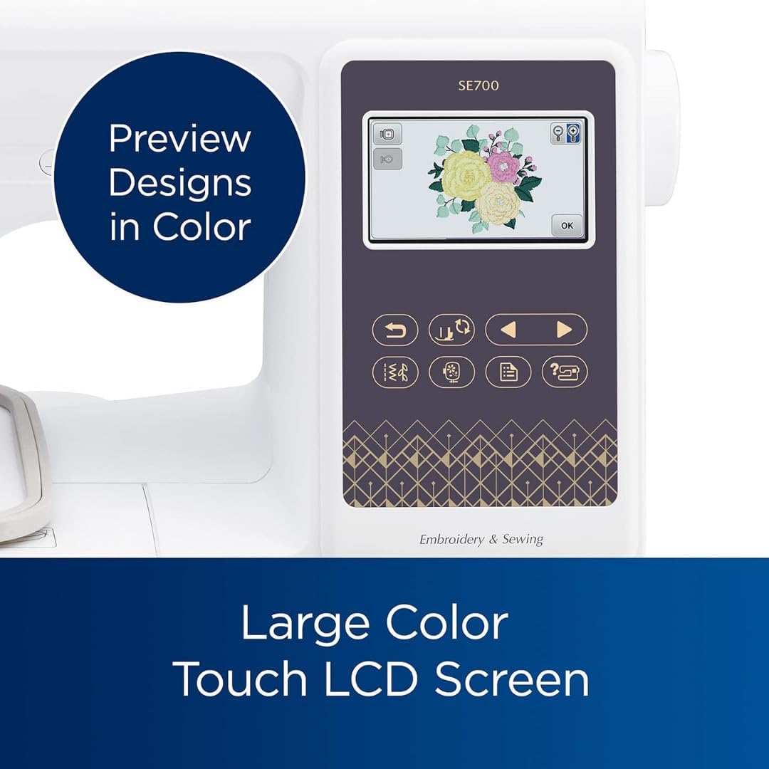 Brother SE700 Sewing and Embroidery Machine with Hoop Area - Touchscreen, USB Port, and Wireless Connectivity - 135 Built-in Designs & 103 Stitches Bundle with Sewing Accessories - 2