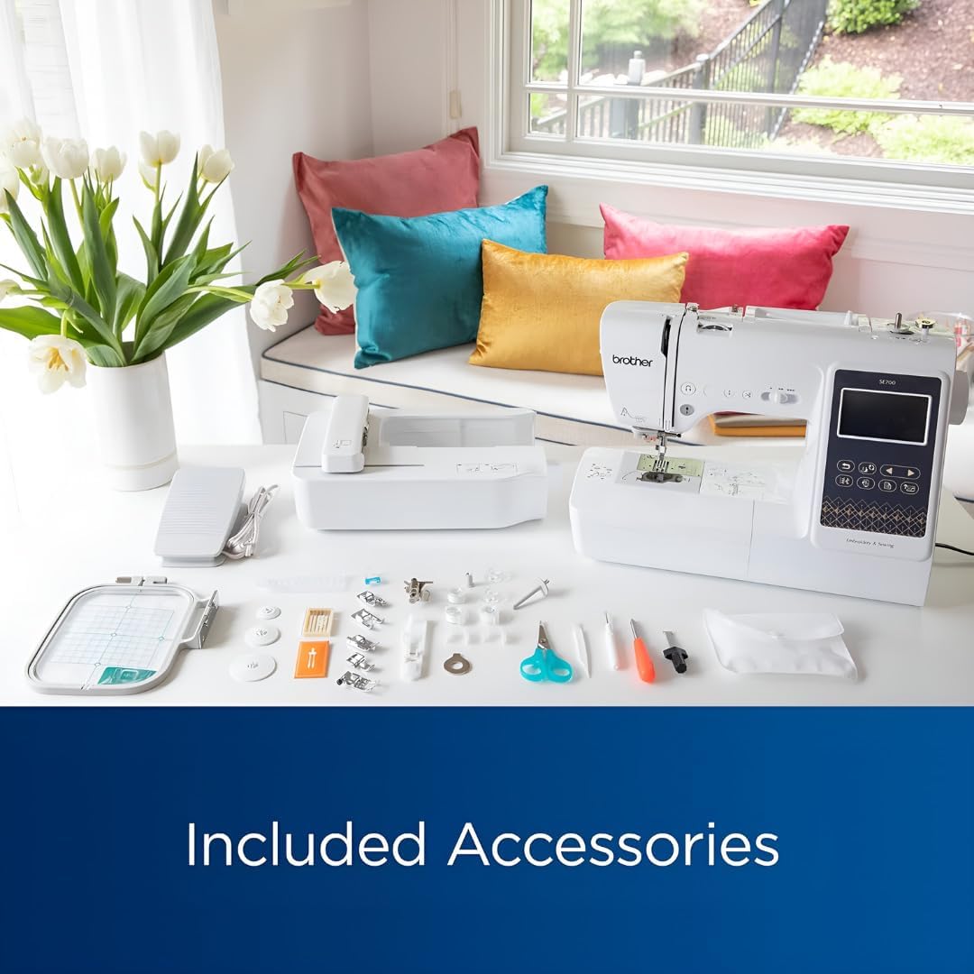 Brother SE700 Sewing and Embroidery Machine with Hoop Area - Touchscreen, USB Port, and Wireless Connectivity - 135 Built-in Designs & 103 Stitches Bundle with Sewing Accessories - 3