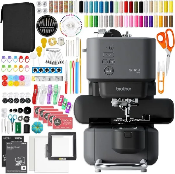 Brother Skitch PP1 4" x 4" Embroidery Machine with 200+ Accessories Including Thread, Needles, and Tools