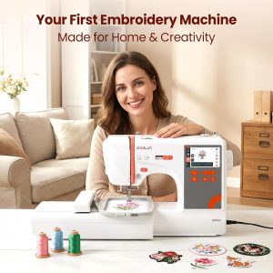 PooLin EOC03 Embroidery Machine 4x4 & 4x9.25 Embroidery Area for Beginners, Easy Operation System, 130 Built-in Designs, 8 Fonts, WiFi Design Transfer, Home DIY Embroidery Machine - 2