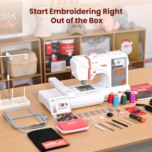 PooLin EOC03 Embroidery Machine 4x4 & 4x9.25 Embroidery Area for Beginners, Easy Operation System, 130 Built-in Designs, 8 Fonts, WiFi Design Transfer, Home DIY Embroidery Machine - 7