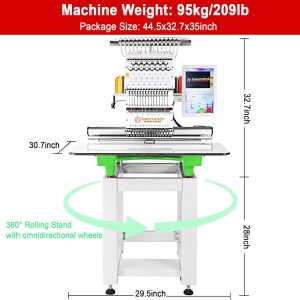 Smartstitch S-1501 Commercial Embroidery Machine with 15 Needles,14x20 Embroidery Area,1200SPM Max Speed,12 Touch Screen, Wifi available, capable of embroidering on 3D Caps, Flat, T-shirt - 4