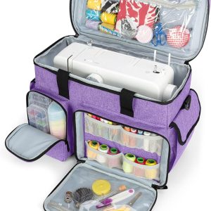 CURMIO Sewing Machine Case, Universal Travel Bag Compatible for Singer, Brother, Janome and most standard sewing machines, Purple(Bag Only) - 1