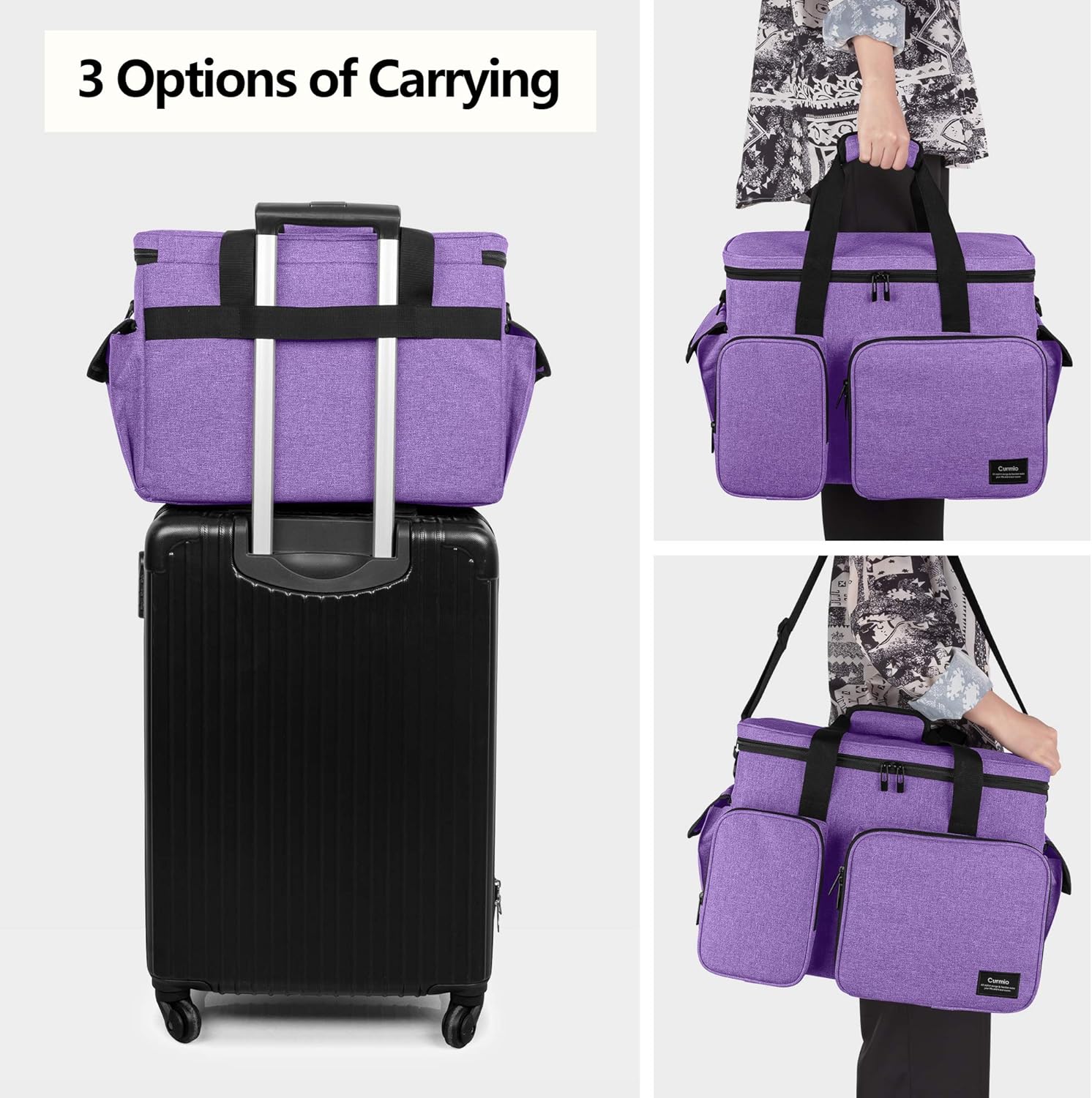 CURMIO Sewing Machine Case, Universal Travel Bag Compatible for Singer, Brother, Janome and most standard sewing machines, Purple(Bag Only) - Image 5