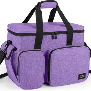 Alternative view of CURMIO Sewing Machine Case, Universal Travel Bag Compatible for Singer, Brother, Janome and most standard sewing machines, Purple(Bag Only)