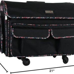 Alternative view of Everything Mary XXL Rolling Sewing Machine Case – Black Floral Wheeled Craft Bag – Compatible with Large Brother & Singer Machines – Durable Travel Storage Tote