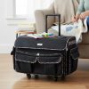 Everything Mary XXL Rolling Sewing Machine Case – Black Floral Wheeled Craft Bag – Compatible with Large Brother & Singer Machines – Durable Travel Storage Tote