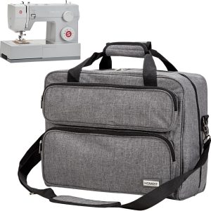 HOMEST Sewing Machine Carrying Case, Universal Tote Bag with Shoulder Strap Compatible with Singer, Brother, Janome, Grey (Patent Design) - 1