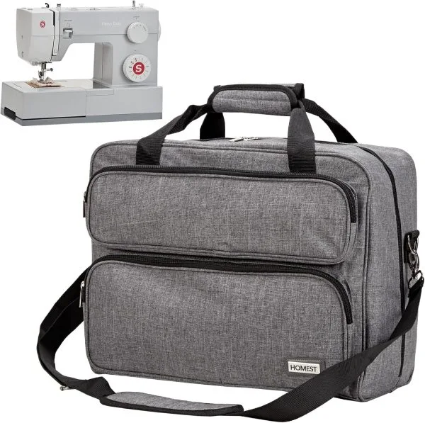 HOMEST Sewing Machine Carrying Case, Universal Tote Bag with Shoulder Strap Compatible with Singer, Brother, Janome, Grey (Patent Design)