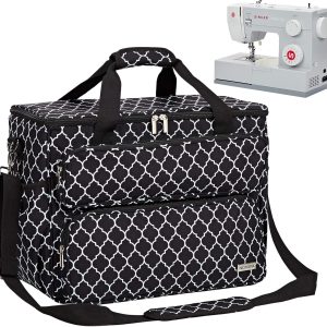 Sewing Machine Carrying Case, Universal Travel Tote Bag with Shoulder Strap for Singer, Brother, Janome and Accessories, Lantern Black - 1