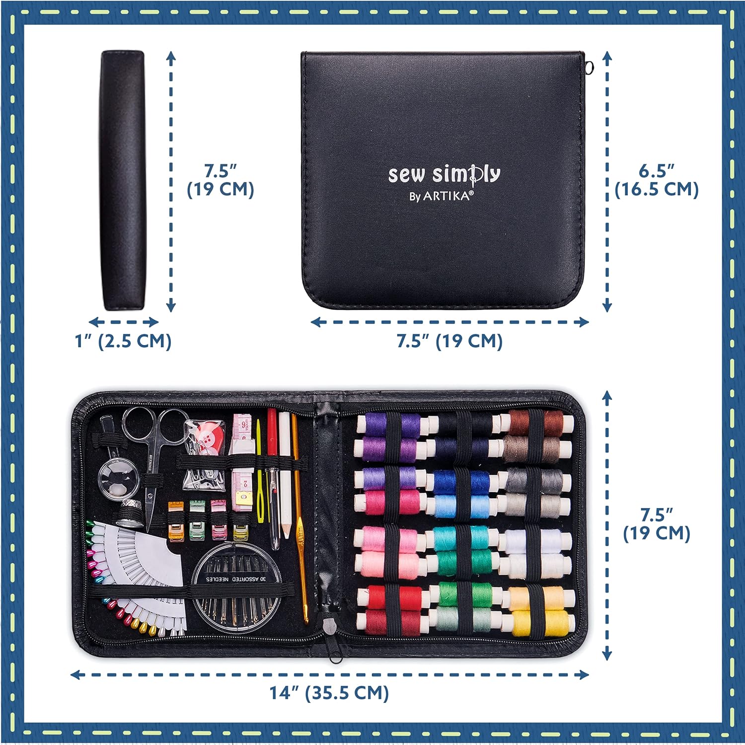 ARTIKA Sewing Kit for Adults and Kids (94 PCS) - Small Beginner Set w/Multicolor Thread, Needles, Scissors, Thimble & Clips - Emergency Repair and Travel Kits - Sewing Accessories and Supplies - Image 7