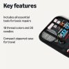Amazon Basics Portable Travel Sewing Kit for Adults, Includes Threads, Needles, Scissors, Buttons, Thimbles, Measuring Tape, Threader, Seam Ripper and Safety Pins, Black