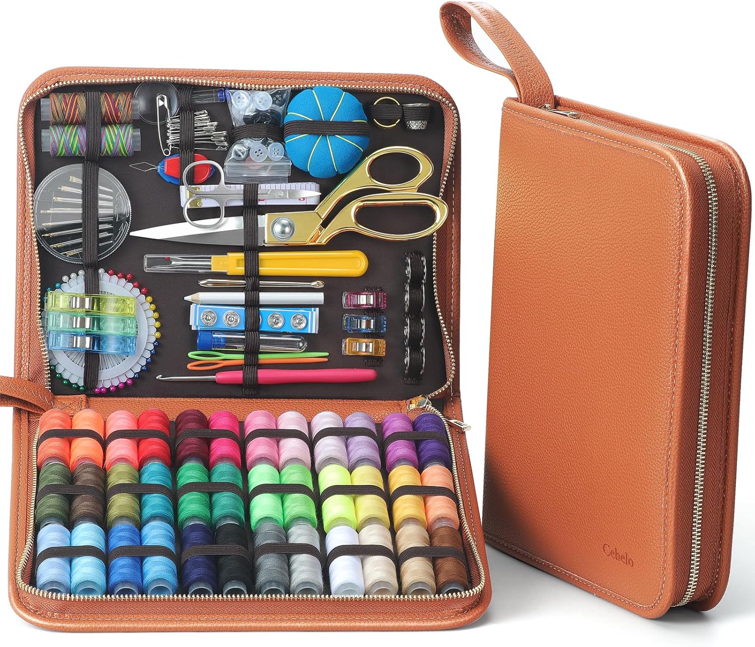 Cebelo Large Sewing Kit for Adults- 232 Pcs Sewing Supplies for Hand Mending Clothes Emergency Repair for Home Travel Dorm - 2026 Christmas Gifts for Mom Grandma Students Beginner (Brown) - 1