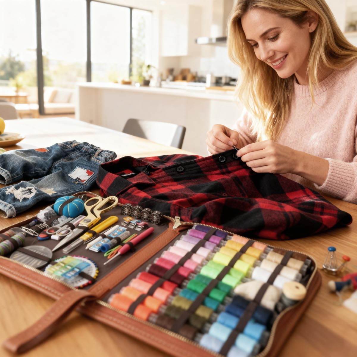 Cebelo Large Sewing Kit for Adults: 232 Pcs Sewing Supplies for Hand Mending Clothes Emergency Repair for Home Travel Dorm - 2026 Christmas Gifts for Mom Grandma Students Beginner (Brown) - Image 9