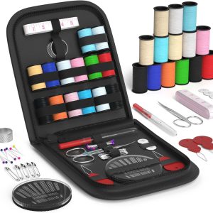 Coquimbo Sewing Kit Gifts for Adults Teen Grils Women Mom Grandma, Portable Sewing Supplies Contains Tape Measure, Scissors, Thimble, Thread, Sewing Needles (Black, S) - 1
