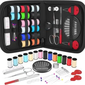 Coquimbo Sewing Kit Gifts for Adults Teen Grils Women Mom Grandma, Portable Sewing Supplies Contains Tape Measure, Scissors, Thimble, Thread, Sewing Needles (Black, S)