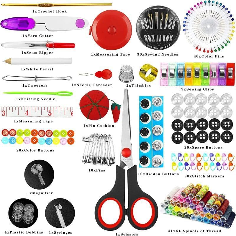 FNV Sewing kit, 229 pcs Sewing Accessories, Friendly for Beginner and Professional for Worker, Suitable for Travel, Home, School and DIY Gift, Needles, Scissors, 41XL Thread Spools - Image 8